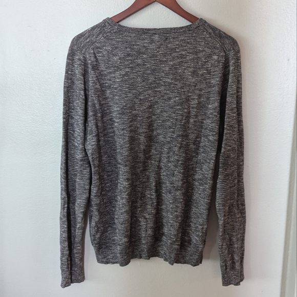 Frank & Oak Crew Sweater with Elbow Detail in Marled Grey - Picture 2 of 5